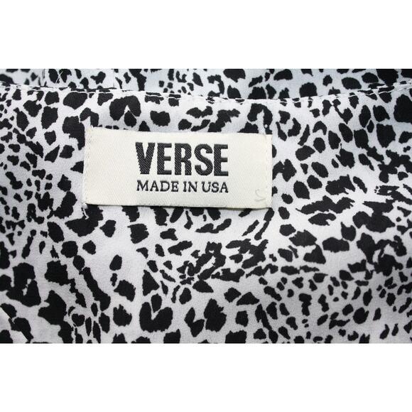 VERSE Women's Tops Blouse Medium Black & White Animal Print V-Neck Tunic - Picture 4 of 5